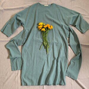 April Meets October Blue Jade Minimalist Cotton Wrap Dress